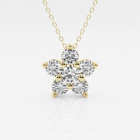 1.50 TCW Round Moissanite Diamond Flower Pendant Necklace - farrellouise