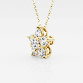 1.50 TCW Round Moissanite Diamond Flower Pendant Necklace - farrellouise