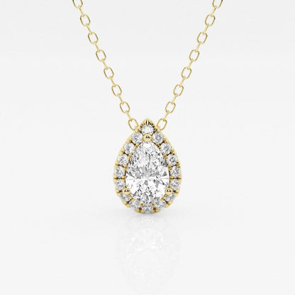 0.50 CT Pear Moissanite Diamond Halo Style Necklace - farrellouise