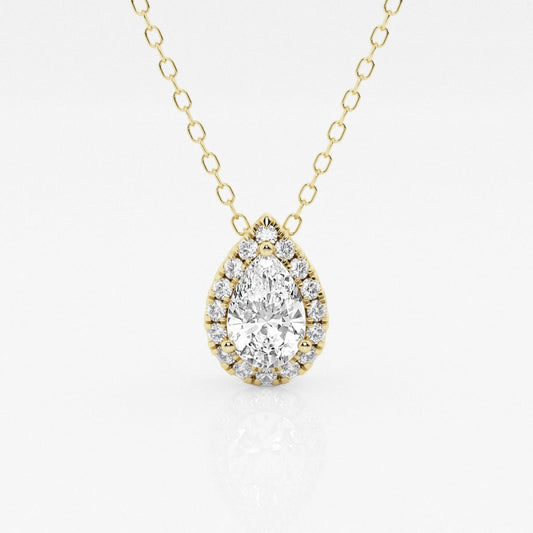0.50 CT Pear Moissanite Diamond Halo Style Necklace - farrellouise