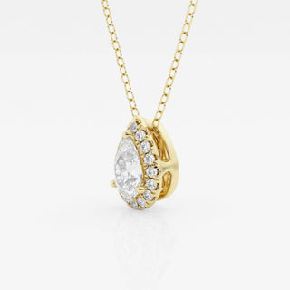 0.50 CT Pear Moissanite Diamond Halo Style Necklace - farrellouise
