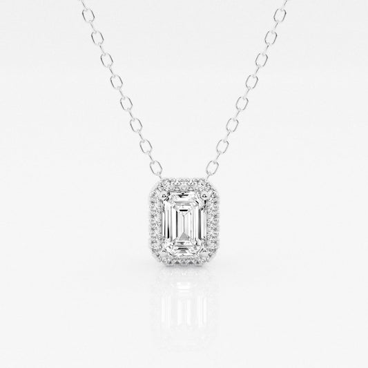 0.50 TC Emerald Moissanite Diamond Halo Style Necklace - farrellouise