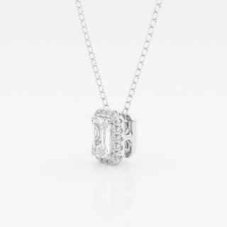 0.50 TC Emerald Moissanite Diamond Halo Style Necklace - farrellouise