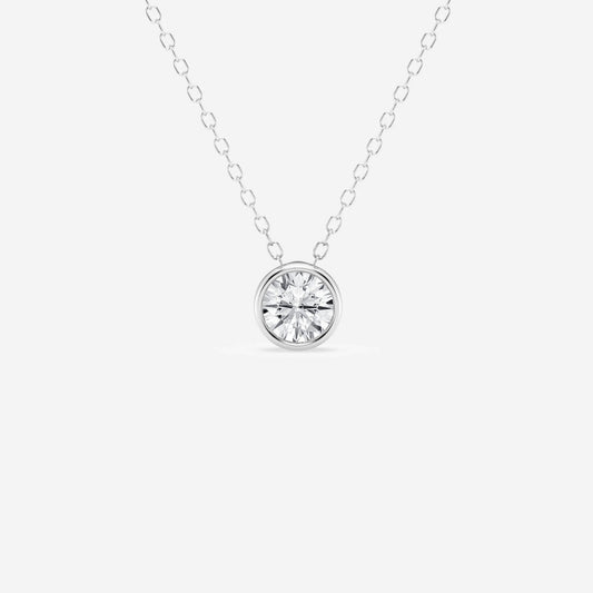 0.50 CT Round Moissanite Diamond Bezel Solitaire Necklace - farrellouise
