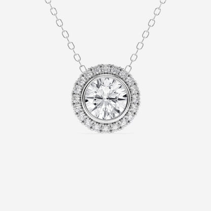 1.50 TCW Round Moissanite Diamond Halo Style Necklace - farrellouise