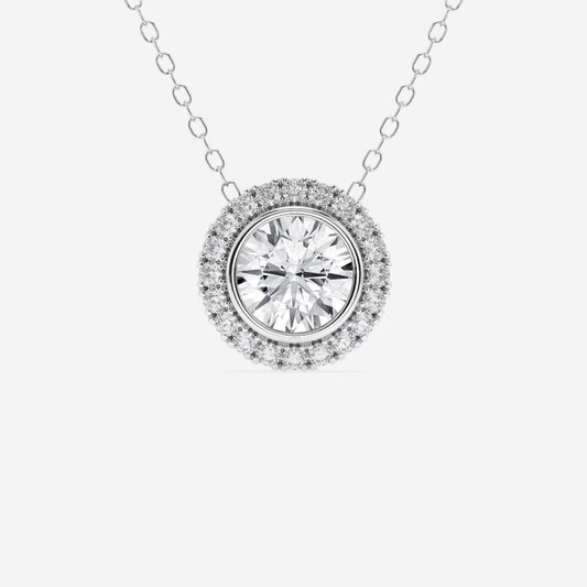 1.50 TCW Round Moissanite Diamond Halo Style Necklace - farrellouise