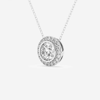 1.50 TCW Round Moissanite Diamond Halo Style Necklace - farrellouise