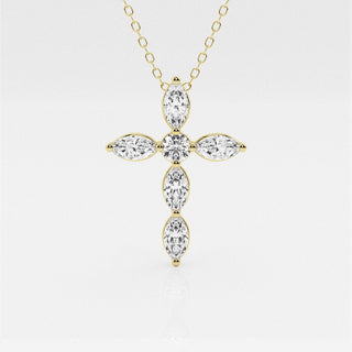 1.0 TCW Round & Marquise Moissanite Diamond Cross Necklace - farrellouise