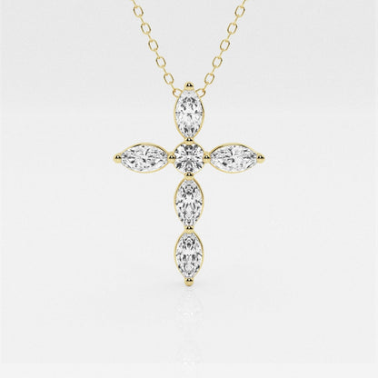 1.0 TCW Round & Marquise Moissanite Diamond Cross Necklace - farrellouise