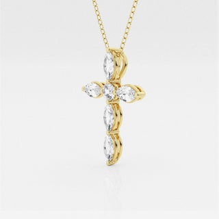 1.0 TCW Round & Marquise Moissanite Diamond Cross Necklace - farrellouise