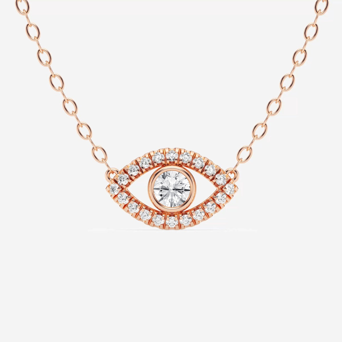 0.35 TCW Round Moissanite Diamond Evil Eye Necklace - farrellouise