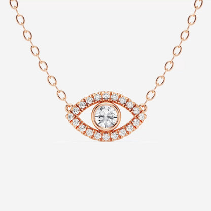 0.35 TCW Round Moissanite Diamond Evil Eye Necklace - farrellouise