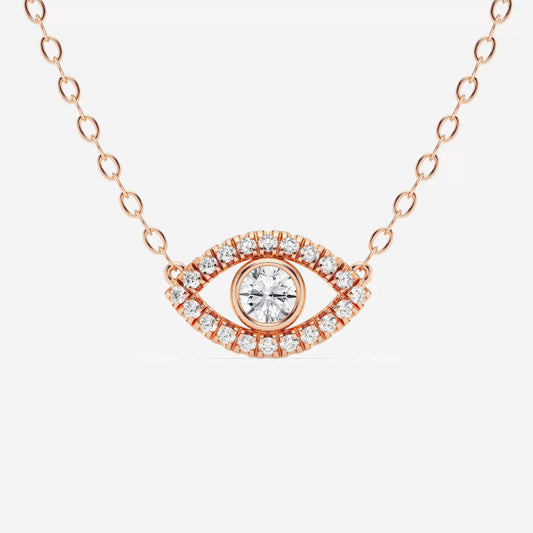 0.35 TCW Round Moissanite Diamond Evil Eye Necklace - farrellouise