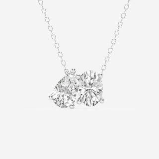 1.95 TCW Pear & Oval Moissanite Diamond Two Stone Necklace - farrellouise