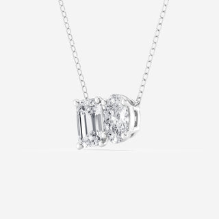 2.40 TCW Emerald & Oval Moissanite Diamond Two Stone Necklace - farrellouise