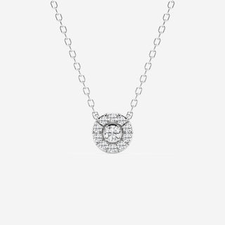 0.14 TCW Round Moissanite Diamond Halo Necklace - farrellouise