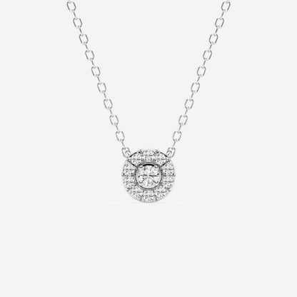 0.14 TCW Round Moissanite Diamond Halo Necklace - farrellouise