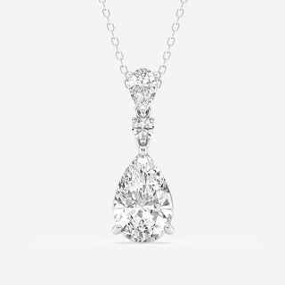 3.50 CT Pear Moissanite Diamond Three Stone Necklace - farrellouise