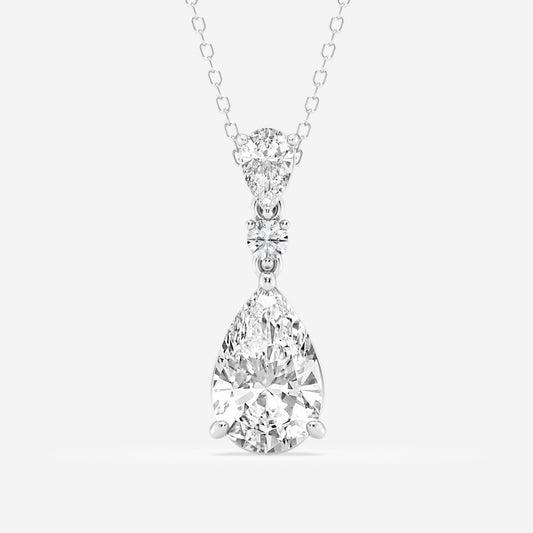 3.50 CT Pear Moissanite Diamond Three Stone Necklace - farrellouise