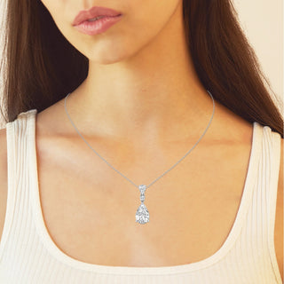 3.50 CT Pear Moissanite Diamond Three Stone Necklace - farrellouise