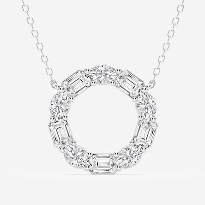 3.0 TCW Emerald & Oval Moissanite Diamond Circle Pendant Necklace - farrellouise