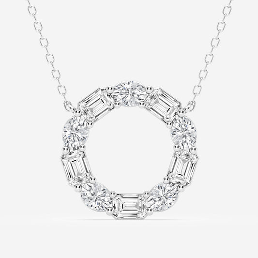 3.0 TCW Emerald & Oval Moissanite Diamond Circle Pendant Necklace - farrellouise