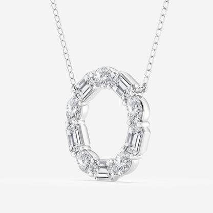 3.0 TCW Emerald & Oval Moissanite Diamond Circle Pendant Necklace - farrellouise