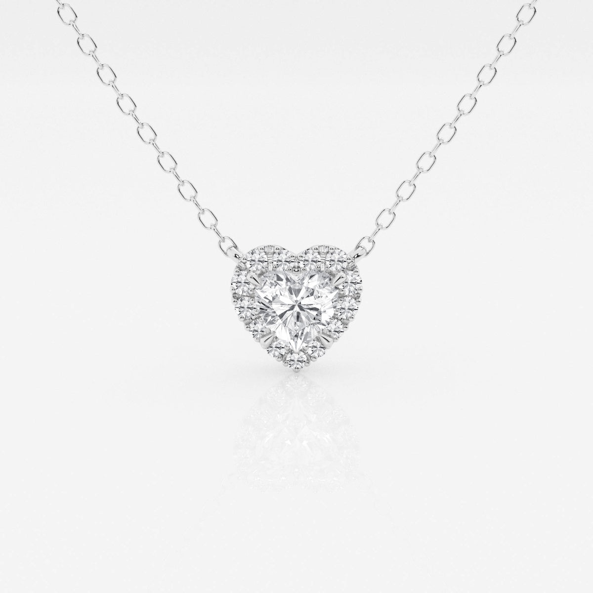 0.40 CT Heart Moissanite Diamond Halo Style Necklace - farrellouise