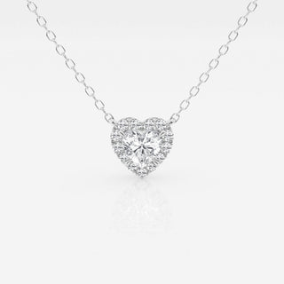 0.40 CT Heart Moissanite Diamond Halo Style Necklace - farrellouise