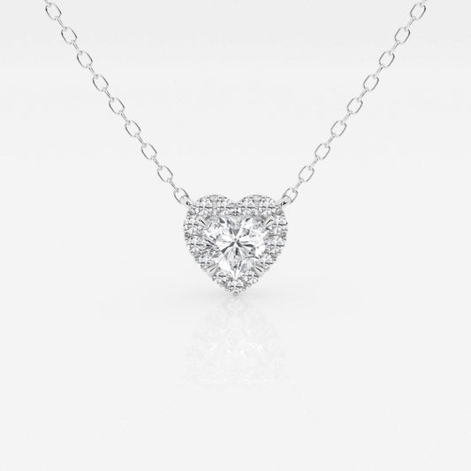 0.40 CT Heart Moissanite Diamond Halo Style Necklace - farrellouise