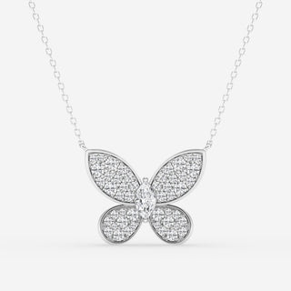 0.24 CT Marquise Moissanite Diamond Butterfly Pendant Necklace - farrellouise