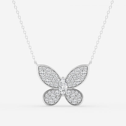 0.24 CT Marquise Moissanite Diamond Butterfly Pendant Necklace - farrellouise