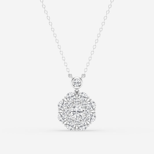 1.51 TCW Round Moissanite Diamond Vintage Multidimensional Pendant Necklace - farrellouise