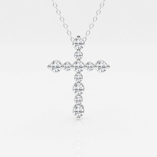 0.75 TCW Round Moissanite Diamond Cross Necklace - farrellouise