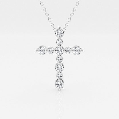 0.75 TCW Round Moissanite Diamond Cross Necklace - farrellouise