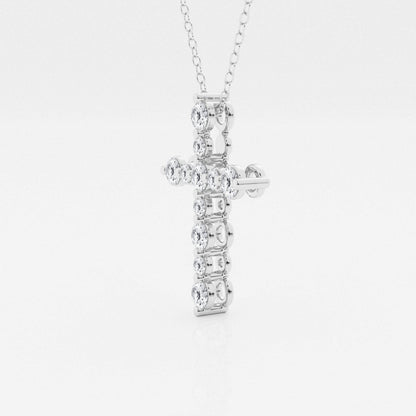 0.75 TCW Round Moissanite Diamond Cross Necklace - farrellouise