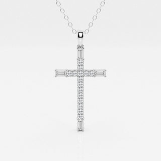 0.24 TCW Round Moissanite Diamond Cross Necklace - farrellouise