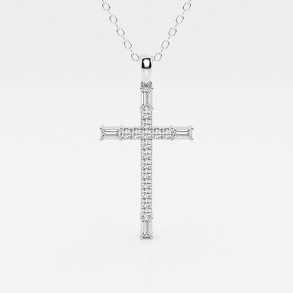 0.24 TCW Round Moissanite Diamond Cross Necklace - farrellouise