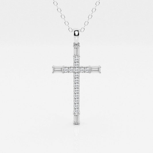0.24 TCW Round Moissanite Diamond Cross Necklace - farrellouise