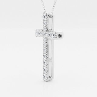 1.03 TCW Round Moissanite Diamond Cross Necklace - farrellouise