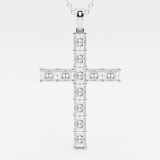 2.06 TCW Radiant Moissanite Diamond Cross Necklace - farrellouise