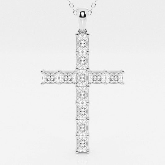 2.06 TCW Radiant Moissanite Diamond Cross Necklace - farrellouise