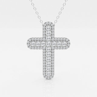0.76 TCW Round Moissanite Diamond Cross Necklace - farrellouise