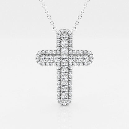 0.76 TCW Round Moissanite Diamond Cross Necklace - farrellouise