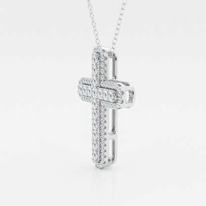 0.76 TCW Round Moissanite Diamond Cross Necklace - farrellouise
