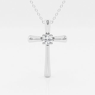 0.24 CT Round Moissanite Diamond Cross Necklace - farrellouise