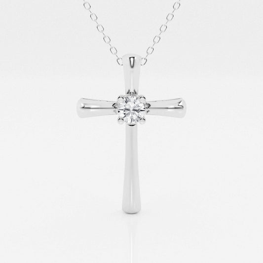 0.24 CT Round Moissanite Diamond Cross Necklace - farrellouise