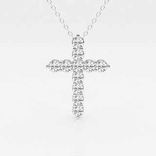 1.0 TCW Round Moissanite Diamond Cross Necklace - farrellouise