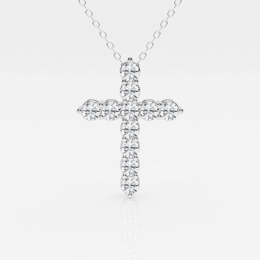 1.0 TCW Round Moissanite Diamond Cross Necklace - farrellouise