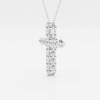 1.0 TCW Round Moissanite Diamond Cross Necklace - farrellouise